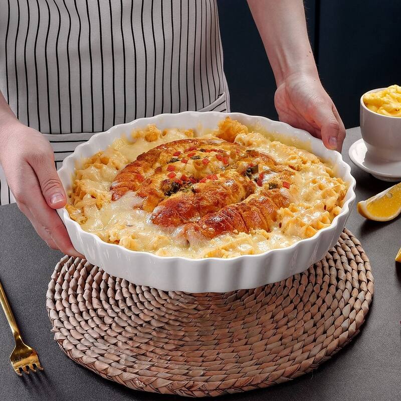 LOVECASA 11" One Piece Porcelain Round Pie Pan Quiche Pan On Sale